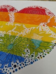 rainbow coloured flower detail