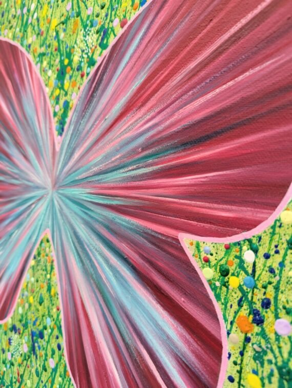 close up detail of butterfly and floral background