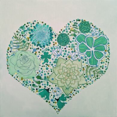 emerald heart painting, perfect for anniversary gift