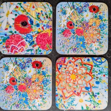 Wildflower bouquet coaster set