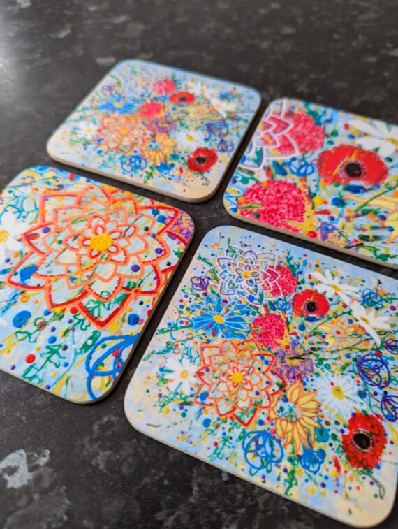 Floral illustrative coaster set by Navy Sloth