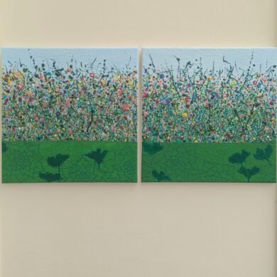 abstract wildflower diptych